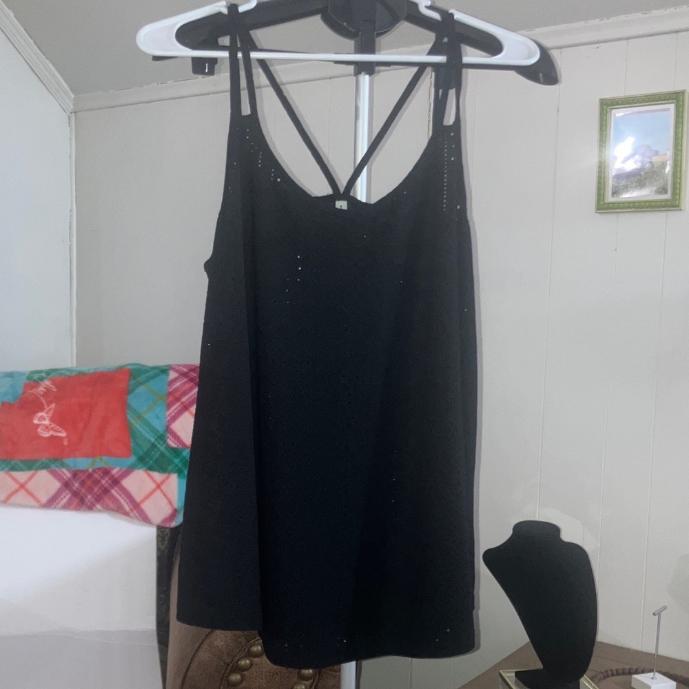 Black Strappy eyelet Tank Top
